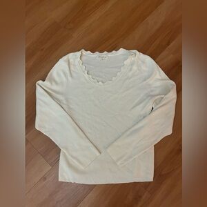 Marled Cream Scallop Neck Blouse Size XL